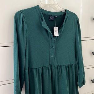 Green puff tiered dress GAP NWT